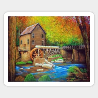 Mill with water wheel Sticker